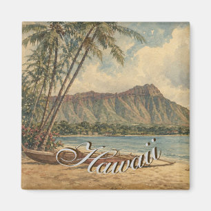 Hawaiianischer Reise-Küstenmeer-Stil im Vintage-Lo Magnet