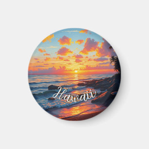 Hawaiianischer Reiseküsten-Seesonntag im Vintage-S Magnet