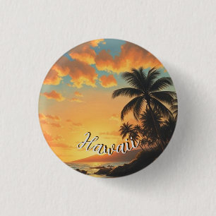 Hawaiianischer Reiseküsten-Sonnenuntergang im Vint Button