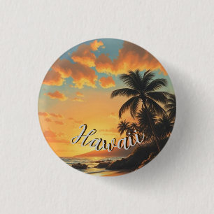 Hawaiianischer Reiseküsten-Sonnenuntergang im Vint Button