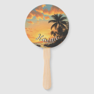 Hawaiianischer Reiseküsten-Sonnenuntergang im Vint Fächer