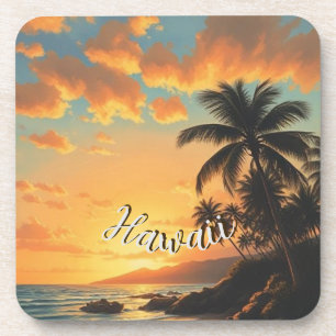 Hawaiianischer Reiseküsten-Sonnenuntergang im Vint Getränkeuntersetzer