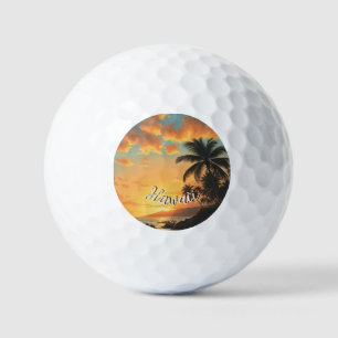 Hawaiianischer Reiseküstenmeer-Sonnenuntergang im Golfball
