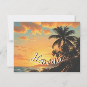 Hawaiianischer Reiseküstenmeer-Sonnenuntergang im Postkarte