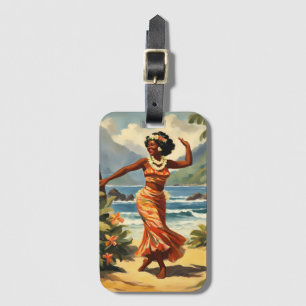 Hawaiianischer Reisender im Vintage-Stil Hula-Mädc Gepäckanhänger