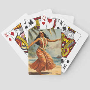 Hawaiianischer Reisender im Vintage-Stil Hula Mädc Spielkarten