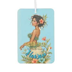 Hawaiianischer Reisestil Honolulu Hula Mädchen im Autolufterfrischer