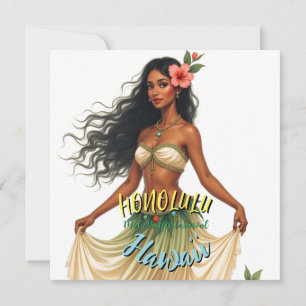 Hawaiianischer Reisestil Honolulu Hula Mädchen im Feiertagskarte