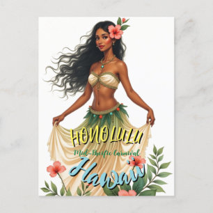 Hawaiianischer Reisestil Honolulu Hula Mädchen im Feiertagspostkarte