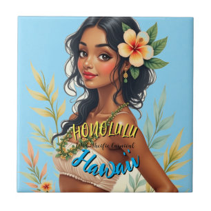 Hawaiianischer Reisestil Honolulu Hula Mädchen im Fliese