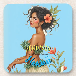 Hawaiianischer Reisestil Honolulu Hula Mädchen im Getränkeuntersetzer