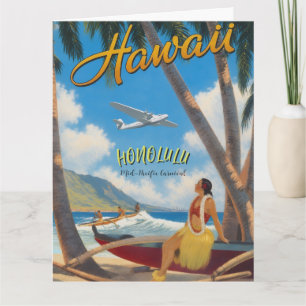 Hawaiianischer Reisestil Honolulu Hula Mädchen im Karte