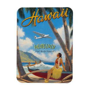 Hawaiianischer Reisestil Honolulu Hula Mädchen im  Magnet