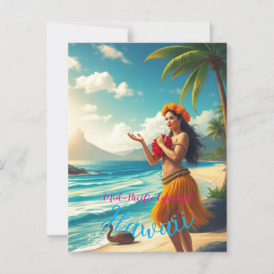 Hawaiianischer Reisestil Honolulu Hula Mädchen im Postkarte