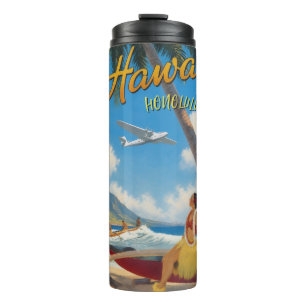 Hawaiianischer Reisestil Honolulu Hula Mädchen im Thermosbecher