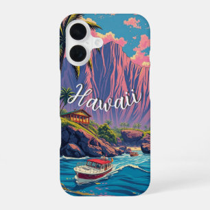 Hawaiianischer Reisestil Honolulu Mid-Pacific im V iPhone 16 Hülle