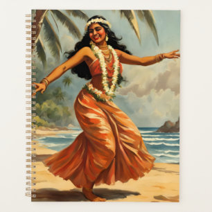 Hawaiianischer Reisestil Hula Mädchen tanzt im Vin Planer