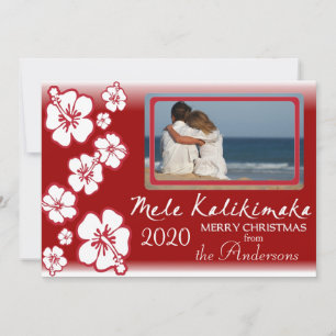 Hawaiianischer Roter Hibiskus verblasste Foto-Urla Feiertagskarte