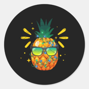 Hawaiianischer Sommer Lustige Sonnenbrille Ananas Runder Aufkleber