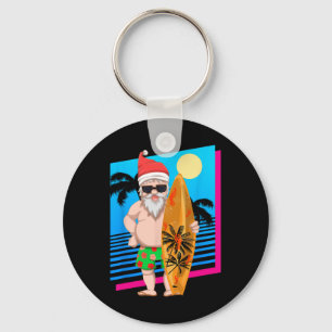Hawaiianischer Sommer Surfer Weihnachtsmann Lustig Schlüsselanhänger