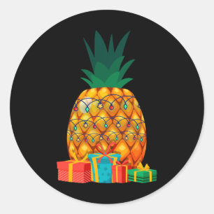 Hawaiianischer Sommer Tropische Früchte Ananas Wei Runder Aufkleber