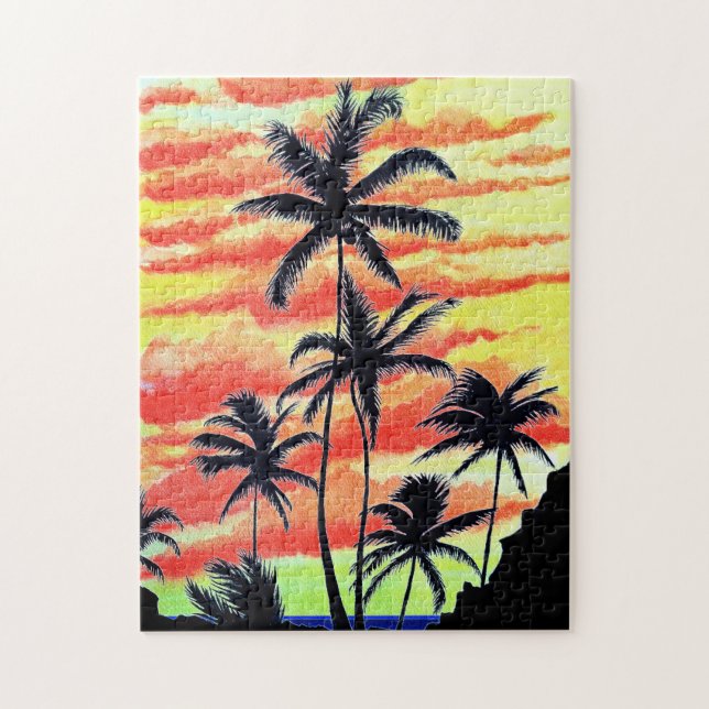 Hawaiianischer Sonnenuntergang Coco Palms  Puzzle (Vertikal)