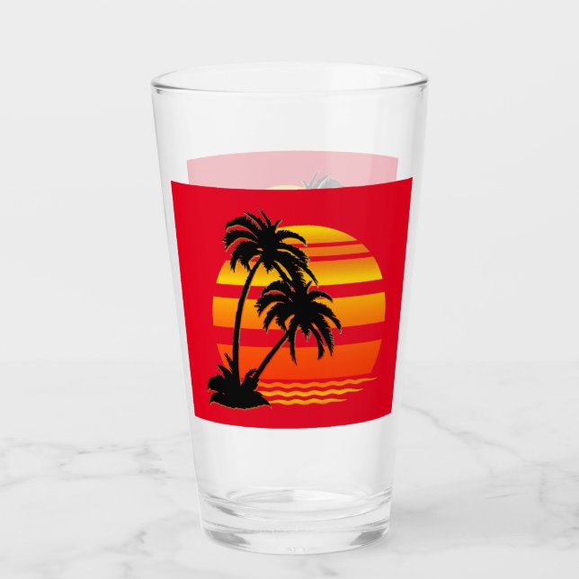 Hawaiianischer Sonnenuntergangs-Trinkglas Glas (Vorderseite)