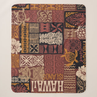 Hawaiianischer Stamm: Vintages Fabric-Patchwork Sherpadecke