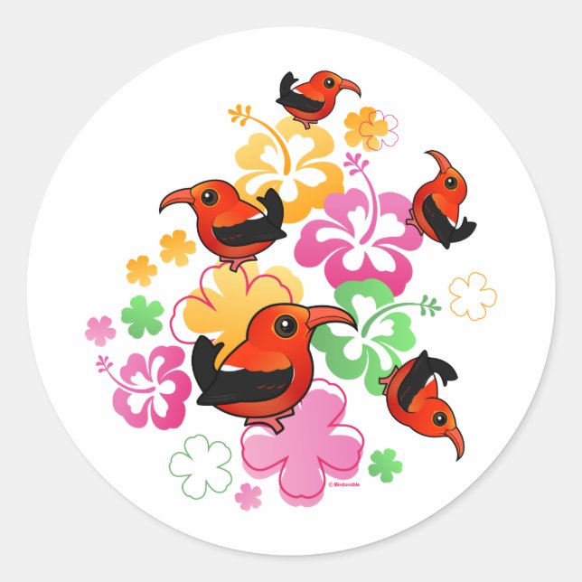 Hawaiianischer Stil 'I'iwi Runder Aufkleber (Vorderseite)