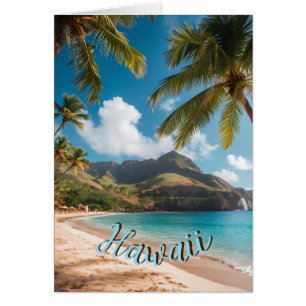Hawaiianischer Stil Vintage Blaue Meerespalmen Him
