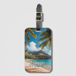 Hawaiianischer Stil Vintage Blaue Meerespalmen Him Gepäckanhänger