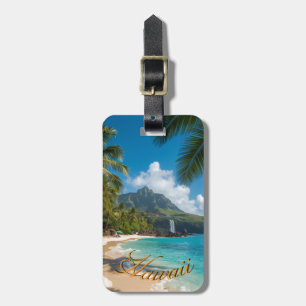 Hawaiianischer Stil Vintage Blaue Meerespalmen Him Gepäckanhänger