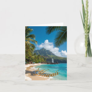 Hawaiianischer Stil Vintage Blaue Meerespalmen Him Karte