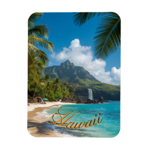 Hawaiianischer Stil Vintage Blaue Meerespalmen Him Magnet