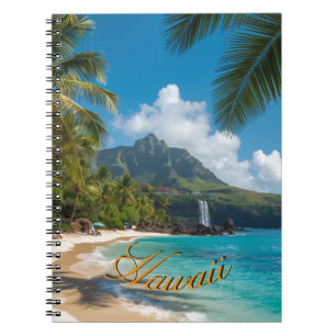 Hawaiianischer Stil Vintage Blaue Meerespalmen Him Notizblock