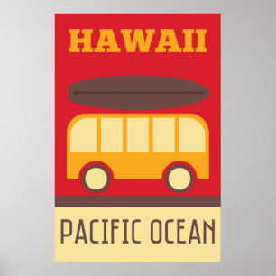 Hawaiianischer Surfbus Poster
