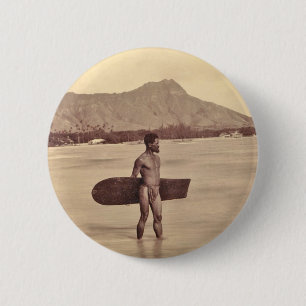 Hawaiianischer Surfer, c. 1890 Button