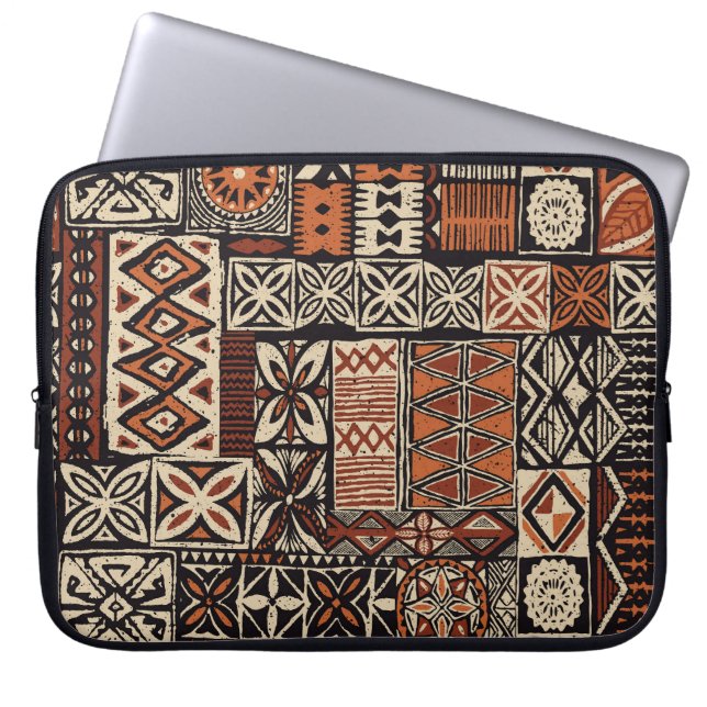 Hawaiianischer Tapa: Tribal-Patchwork Laptopschutzhülle (Vorderseite)