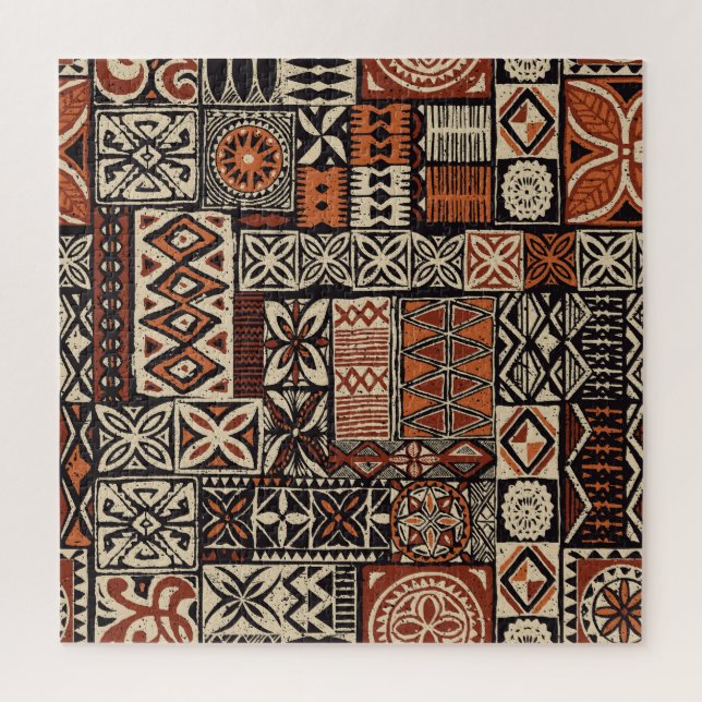 Hawaiianischer Tapa: Tribaler Patchwork Puzzle (Vertikal)