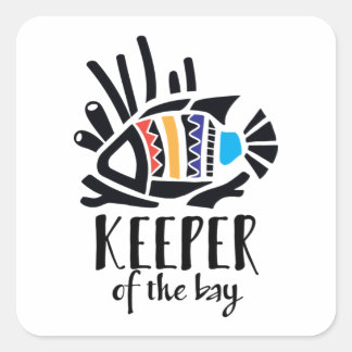 Hawaiianischer Triggerfisch in tropischen Farben Quadratischer Aufkleber