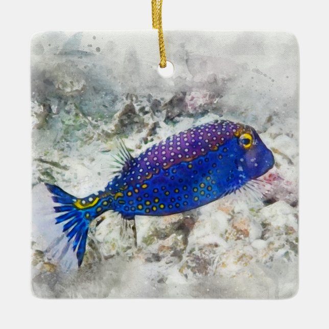 Hawaiianischer Tropischer Fisch Wasserfarbe - Boxf Keramikornament (Vorderseite)