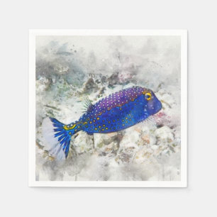 Hawaiianischer Tropischer Fisch - Wasserfarbe Boxf Serviette