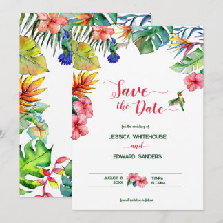 Hawaiianischer tropischer Hibiskus-Hochzeit rettet Save The Date