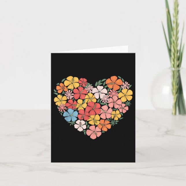 Hawaiianischer Valentinstag Hibiskus Blume Herztro Karte (Vorderseite)