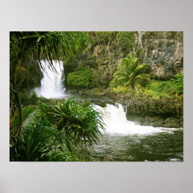 Hawaiianischer Wasserfall1 Poster (Vorne)
