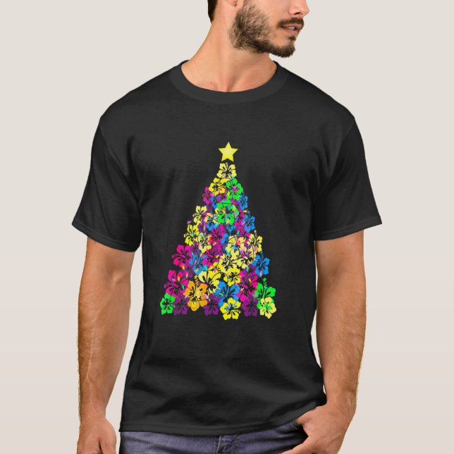 Hawaiianischer Weihnachtsbaum Mele Kalikimaka Blum T-Shirt (Vorderseite)