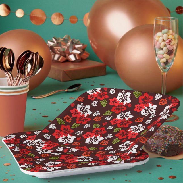Hawaiianischer Weihnachtsdruckpapier-Hibiskus Pappteller (Multi)
