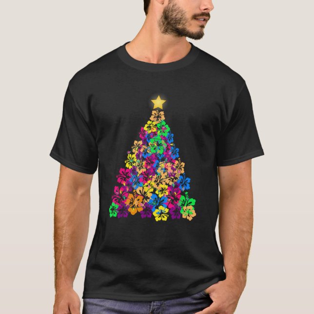 Hawaiianischer WeihnachtsHibiskus Blume Tree Hawai T-Shirt (Vorderseite)