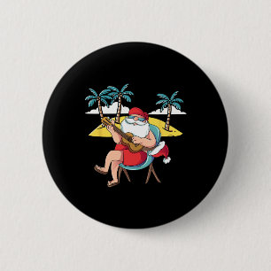Hawaiianischer Weihnachtsmann Hawaian Gitarre Weih Button