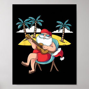 Hawaiianischer Weihnachtsmann Hawaian Gitarre Weih Poster